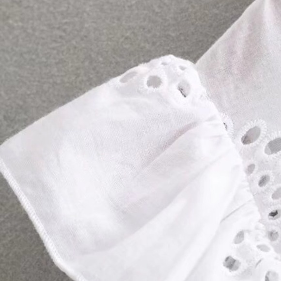 Boho Embroidered Ruffle White Blouse/Top - Picture 7 of 8